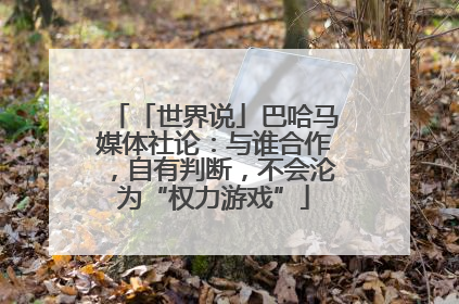 「世界说」巴哈马媒体社论：与谁合作，自有判断，不会沦为“权力游戏”