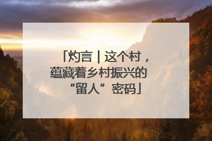 灼言｜这个村，蕴藏着乡村振兴的“留人”密码