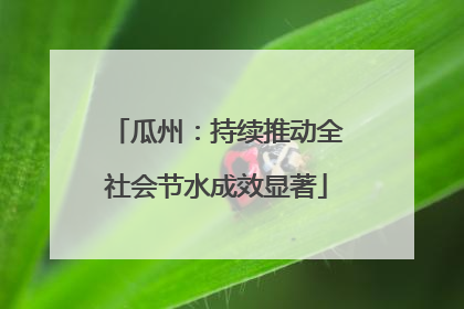 瓜州：持续推动全社会节水成效显著