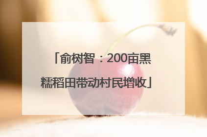 俞树智：200亩黑糯稻田带动村民增收