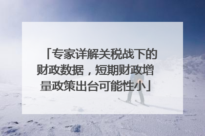 专家详解关税战下的财政数据，短期财政增量政策出台可能性小