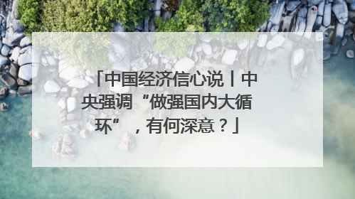 中国经济信心说丨中央强调“做强国内大循环”，有何深意？