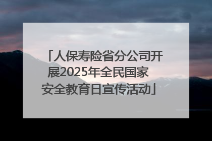 人保寿险省分公司开展2025年全民国家安全教育日宣传活动