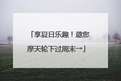 享夏日乐趣！邀您摩天轮下过周末→