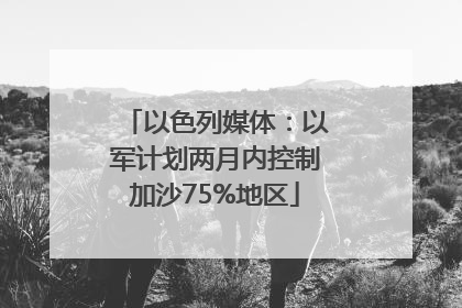 以色列媒体：以军计划两月内控制加沙75%地区