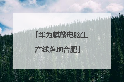 华为麒麟电脑生产线落地合肥