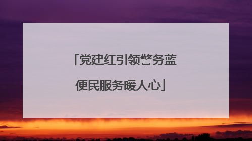 党建红引领警务蓝 便民服务暖人心