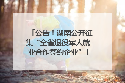 公告！湖南公开征集“全省退役军人就业合作签约企业”