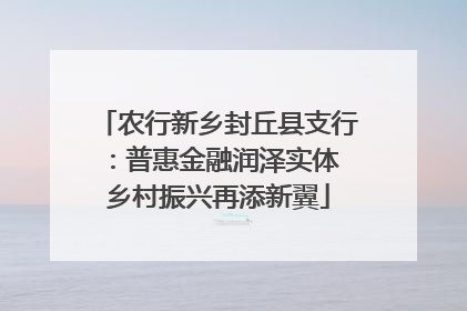 农行新乡封丘县支行：普惠金融润泽实体 乡村振兴再添新翼