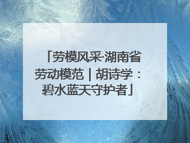 劳模风采·湖南省劳动模范｜胡诗学：碧水蓝天守护者