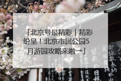 北京号最精彩｜精彩纷呈！北京市属公园5月游园攻略来啦→