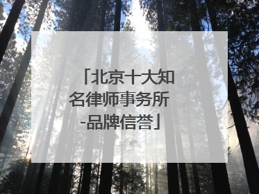 北京十大知名律师事务所-品牌信誉