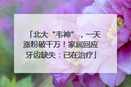 北大“韦神”，一天涨粉破千万！家属回应牙齿缺失：已在治疗