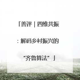 善评｜四维共振：解码乡村振兴的“齐鲁算法”