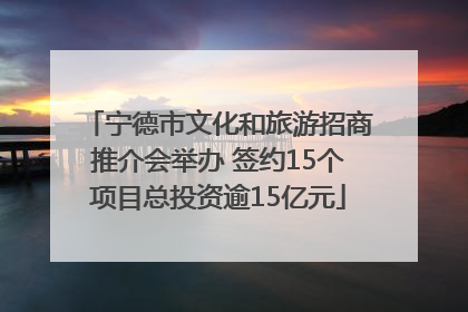 宁德市文化和旅游招商推介会举办 签约15个项目总投资逾15亿元