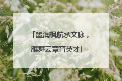 墨润枫航承文脉，雁舞云章育英才