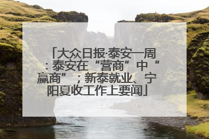 大众日报·泰安一周：泰安在“营商”中“赢商”；新泰就业、宁阳夏收工作上要闻