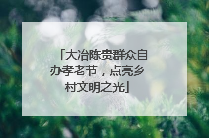 大冶陈贵群众自办孝老节，点亮乡村文明之光