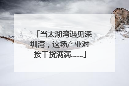 当太湖湾遇见深圳湾，这场产业对接干货满满……