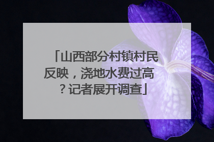山西部分村镇村民反映，浇地水费过高？记者展开调查