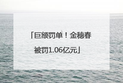 巨额罚单！金穗春被罚1.06亿元