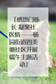 感恩门栋长 凝聚社区情——杨园街道四美塘社区开展端午主题活动