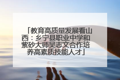 教育高质量发展看山西：乡宁县职业中学和紫砂大师吴志文合作培养高素质技能人才