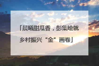 晨曦甜瓜香，彭集绘就乡村振兴“金”画卷