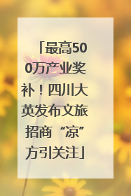 最高500万产业奖补！四川大英发布文旅招商“凉”方引关注