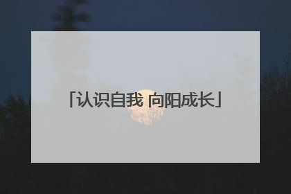 认识自我 向阳成长