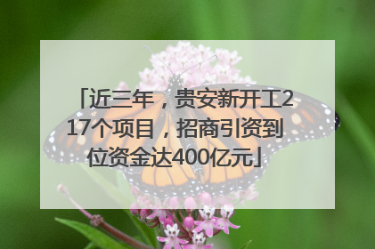 近三年，贵安新开工217个项目，招商引资到位资金达400亿元