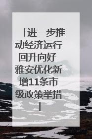 进一步推动经济运行回升向好 雅安优化新增11条市级政策举措