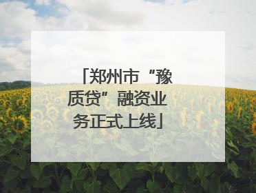 郑州市“豫质贷”融资业务正式上线