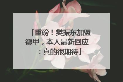 重磅！樊振东加盟德甲，本人最新回应：真的很期待