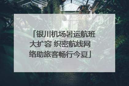 银川机场暑运航班大扩容 织密航线网络助旅客畅行今夏