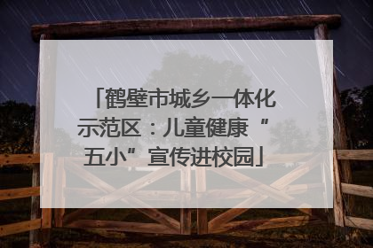 鹤壁市城乡一体化示范区：儿童健康“五小”宣传进校园