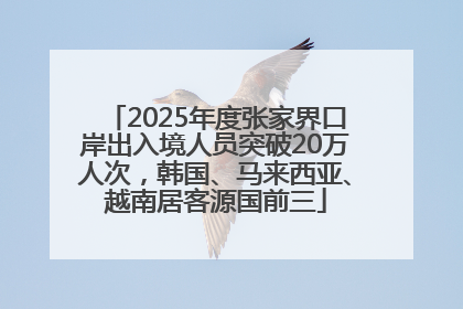 2025年度张家界口岸出入境人员突破20万人次，韩国、马来西亚、越南居客源国前三