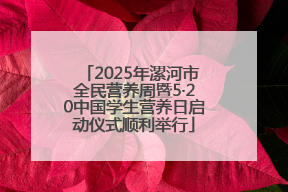2025年漯河市全民营养周暨5·20中国学生营养日启动仪式顺利举行