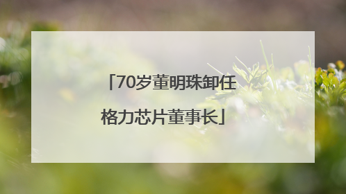 70岁董明珠卸任格力芯片董事长